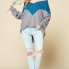 Color Block V Neck Pullover Sweater: Soft Stretchy