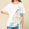 Rayon Blend Tropical Print Top Side Knot Short